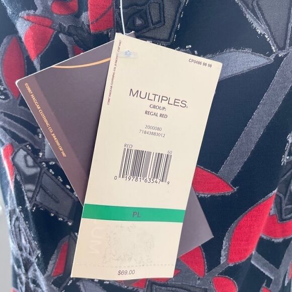 NWT Multiples Long Sleeve Blouse Top Size Petite L - Picture 7 of 10